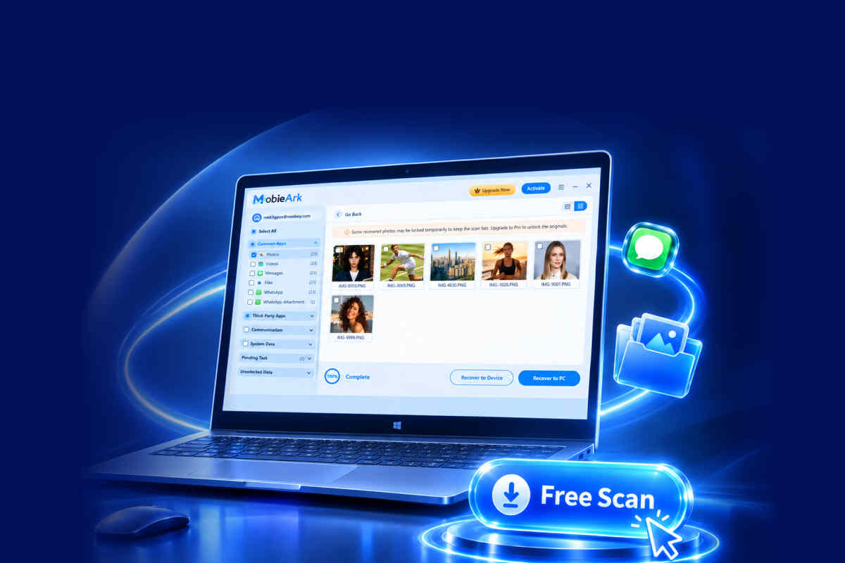 MobieArk iPhone photo recovery software scanning an iPhone